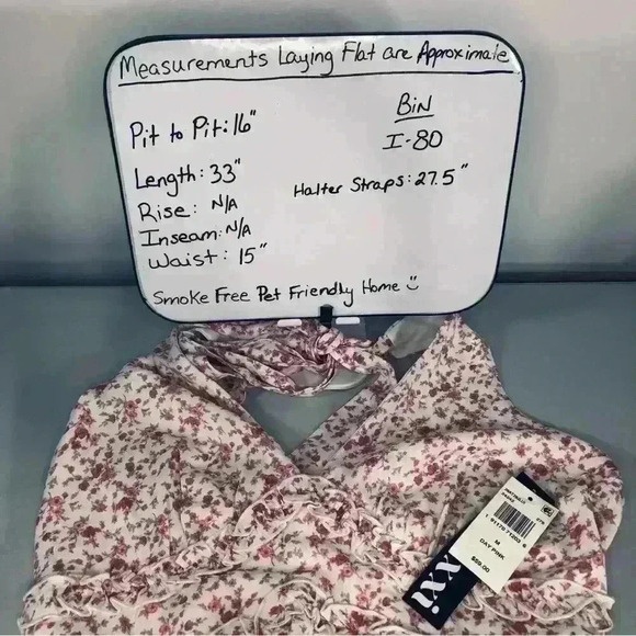 TRIXXI Women’s Size Medium Ruffle Trim Pink Mini Floral Summer Halter Dress NWT - Picture 15 of 15